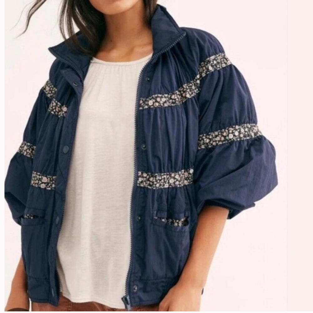 Free People On My Mind Bomber Jacket Navy